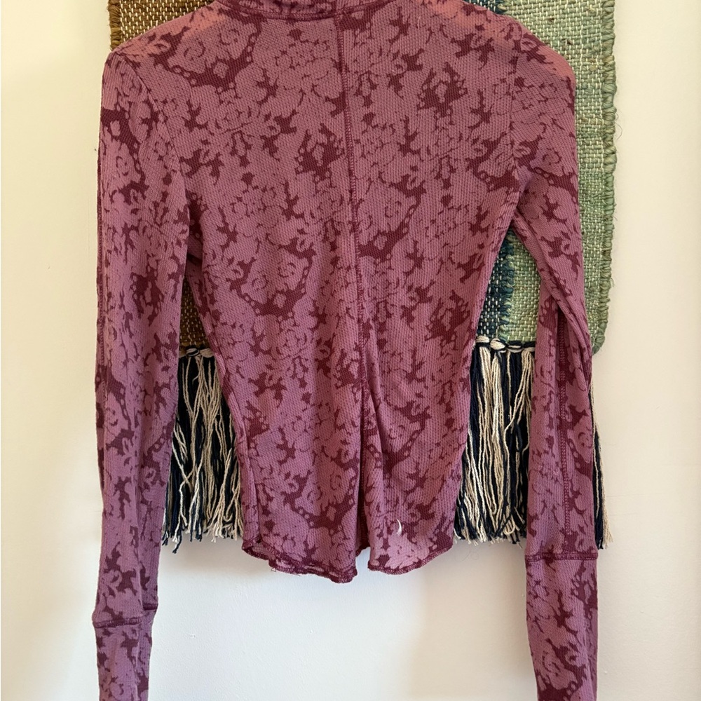 Free People Pink Fitted Long Sleeve Blouse xs